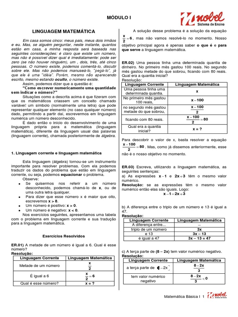Introdução à Linguagem Matemática | PDF | Números | Matemática