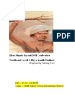 Northeast Level 3 Days Youth Festival: Birsa Munda Jayanti 2021 Celebration