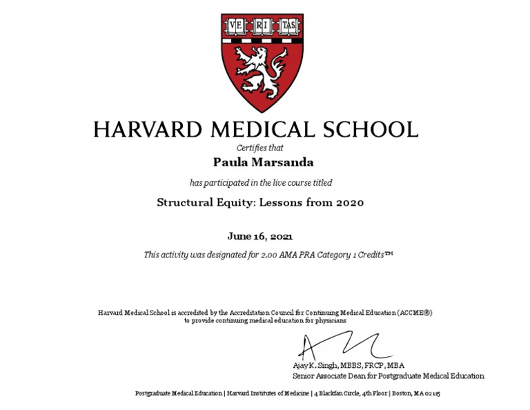 Certificate Harvard | PDF