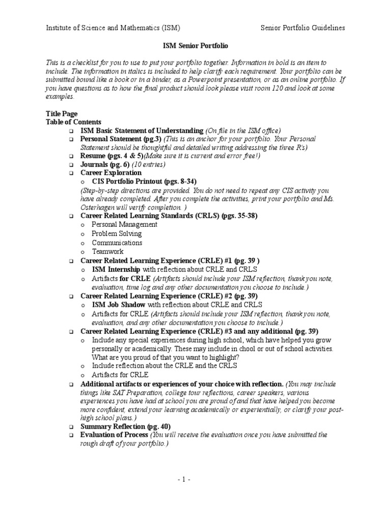 High school student portfolio examples pdf picture