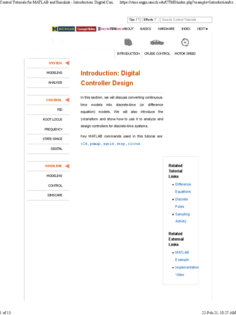 Introduction: Digital Controller Design: System | PDF | Control Theory ...