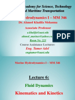 Lecture 6 - Marine Hydrodynamics I - Fluid Kinematics Kinetics