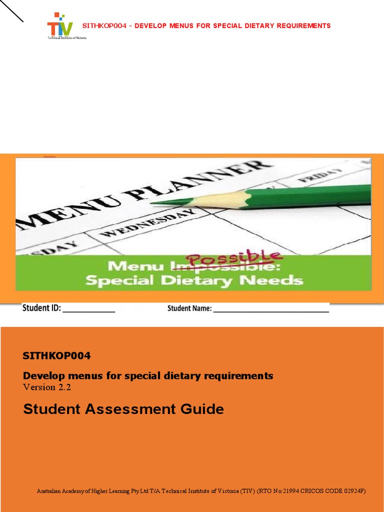 Menu Development for Special Diets | PDF