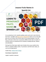 Learn To Pronounce Fruits Names in Spanish List