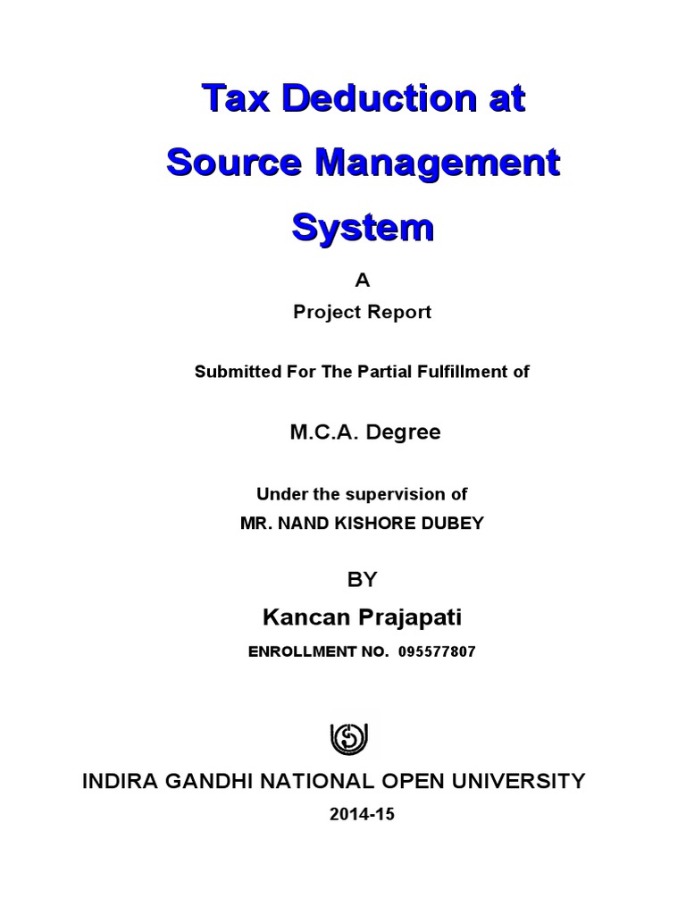 TDS Management System Project Report | PDF | Feasibility Study | Taxes