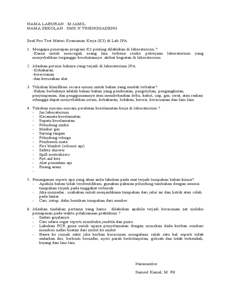 K3 di Laboratorium IPA: Panduan Keselamatan | PDF