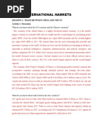 Unit 9: International Markets: Reading 1: Trade Between China and The Us Activity 1: Discussion