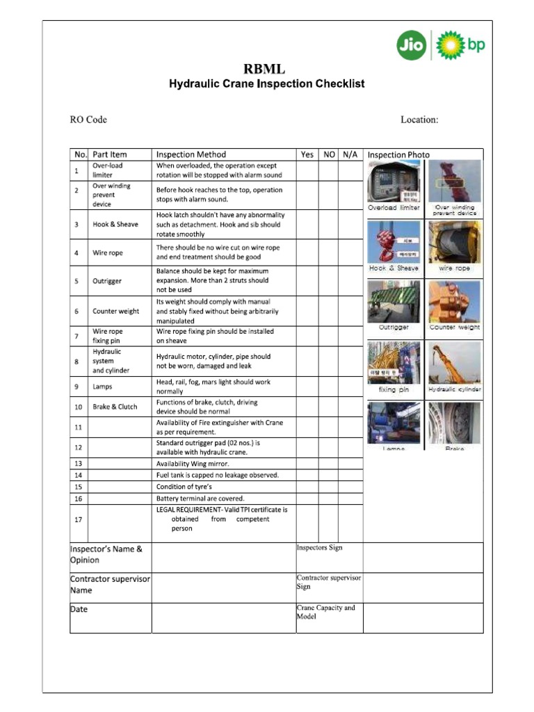 Crane Inspection Checklist PDF