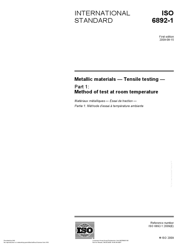 Iso 6892 1 2009 | PDF