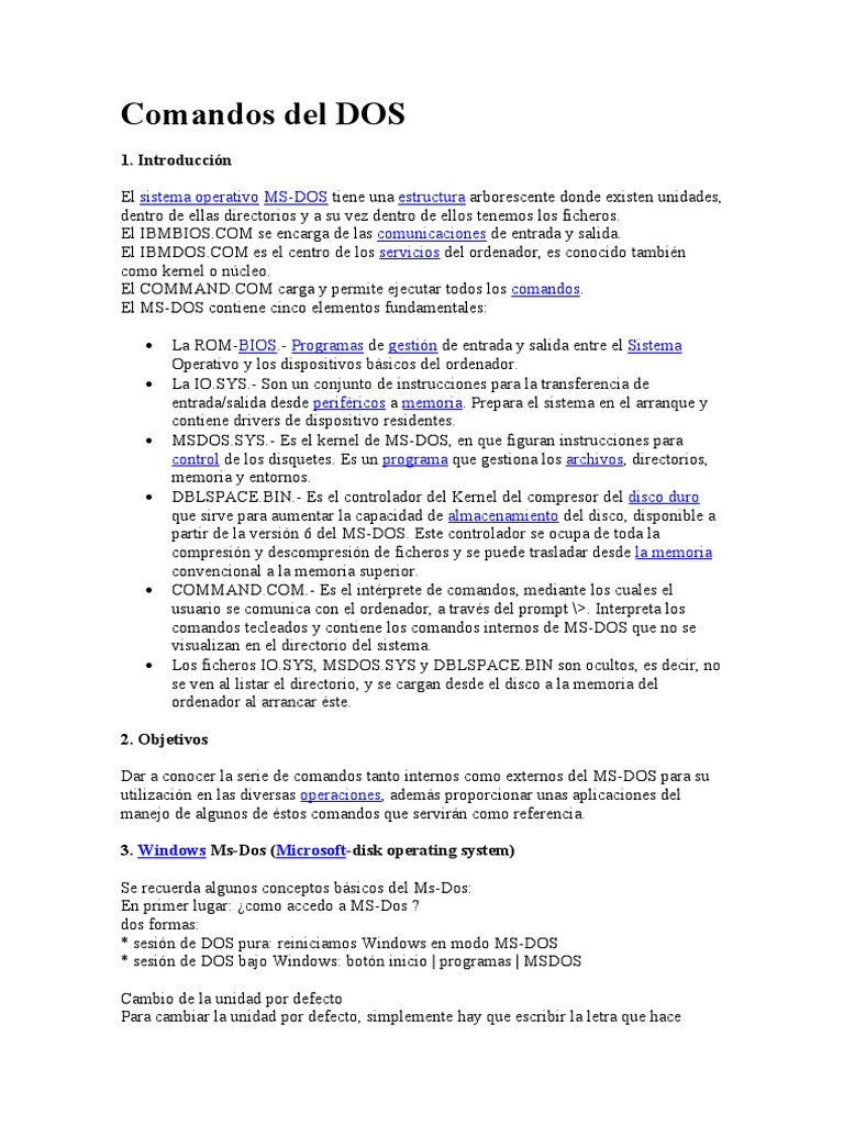 Comandos Del DOS Monografías | PDF | Archivo de computadora | Software ...