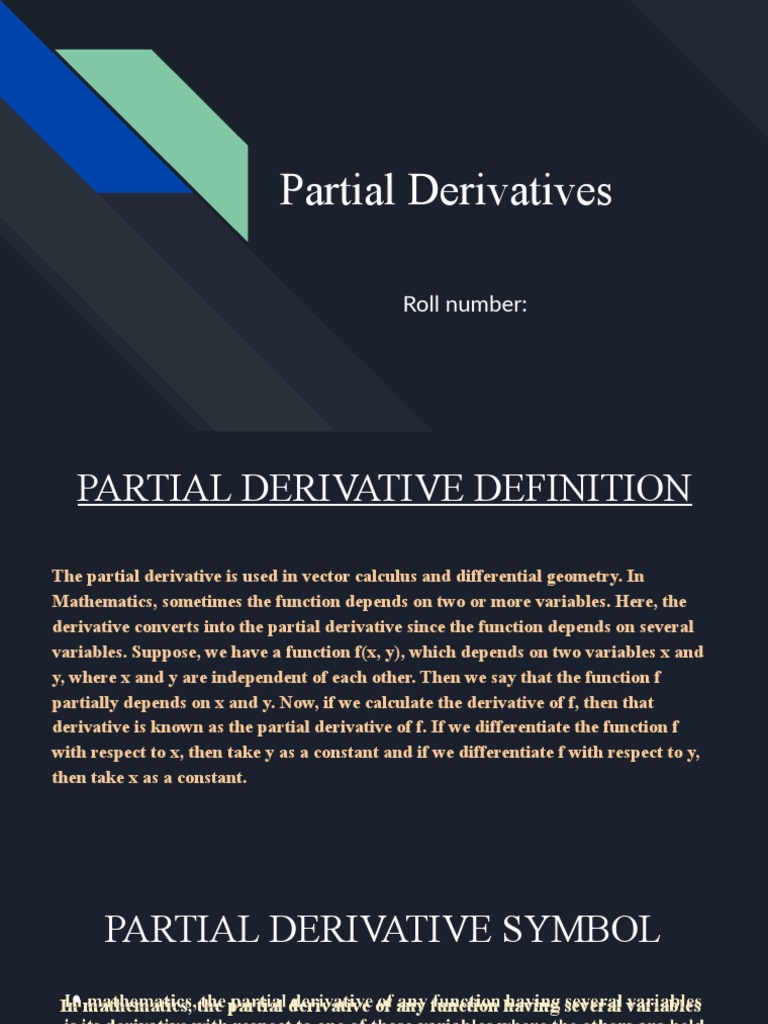 Understanding Partial Derivatives | PDF | Derivative | Function ...