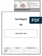Test Report For: CT Insulation Resistance Test