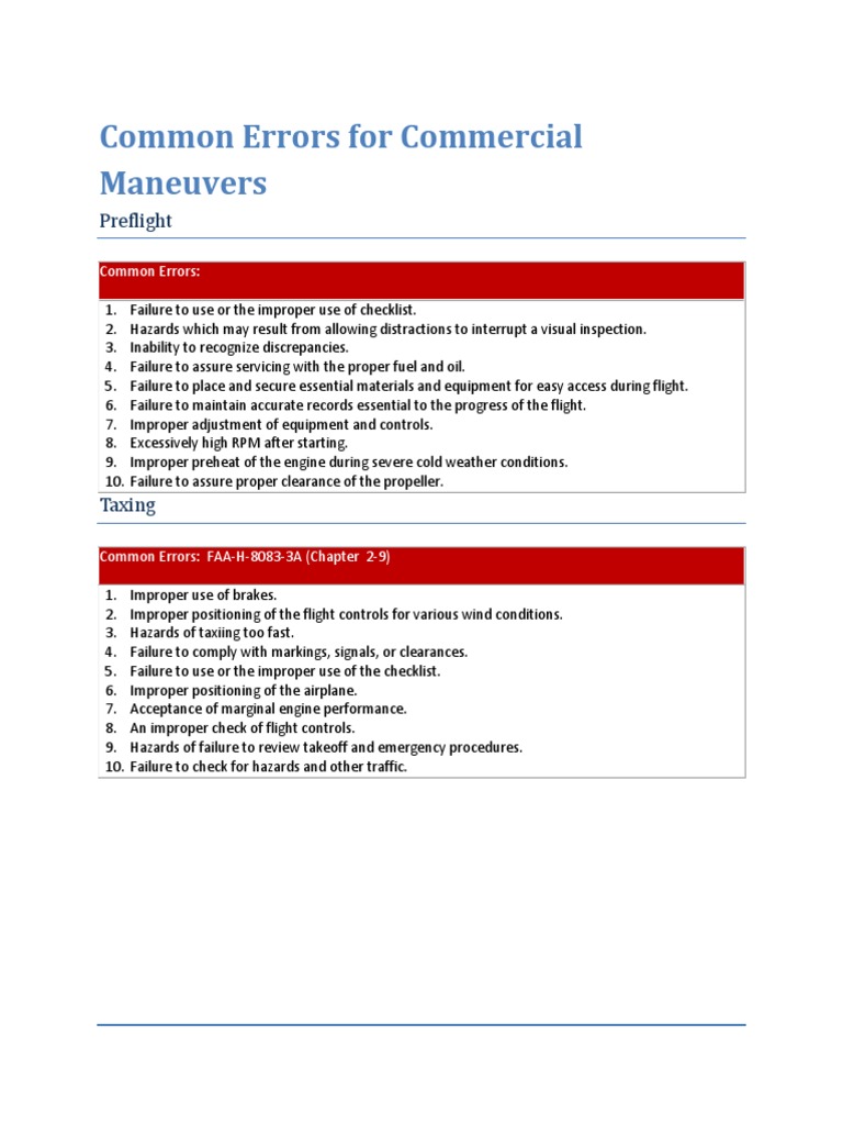 Common Errors in Commercial Flight Maneuvers | PDF | Airspeed | Flight