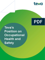 Teva's Position On Occupationa L Health and Safety