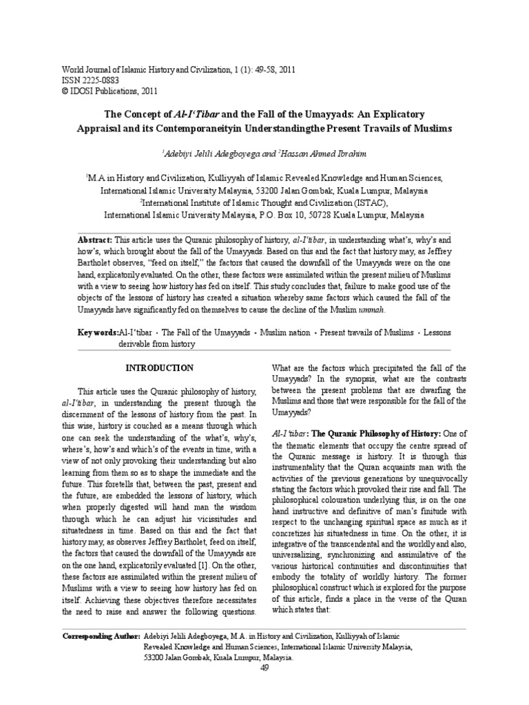 I'tibar Concept and The Fall of The Umayyad | PDF | Caliphate