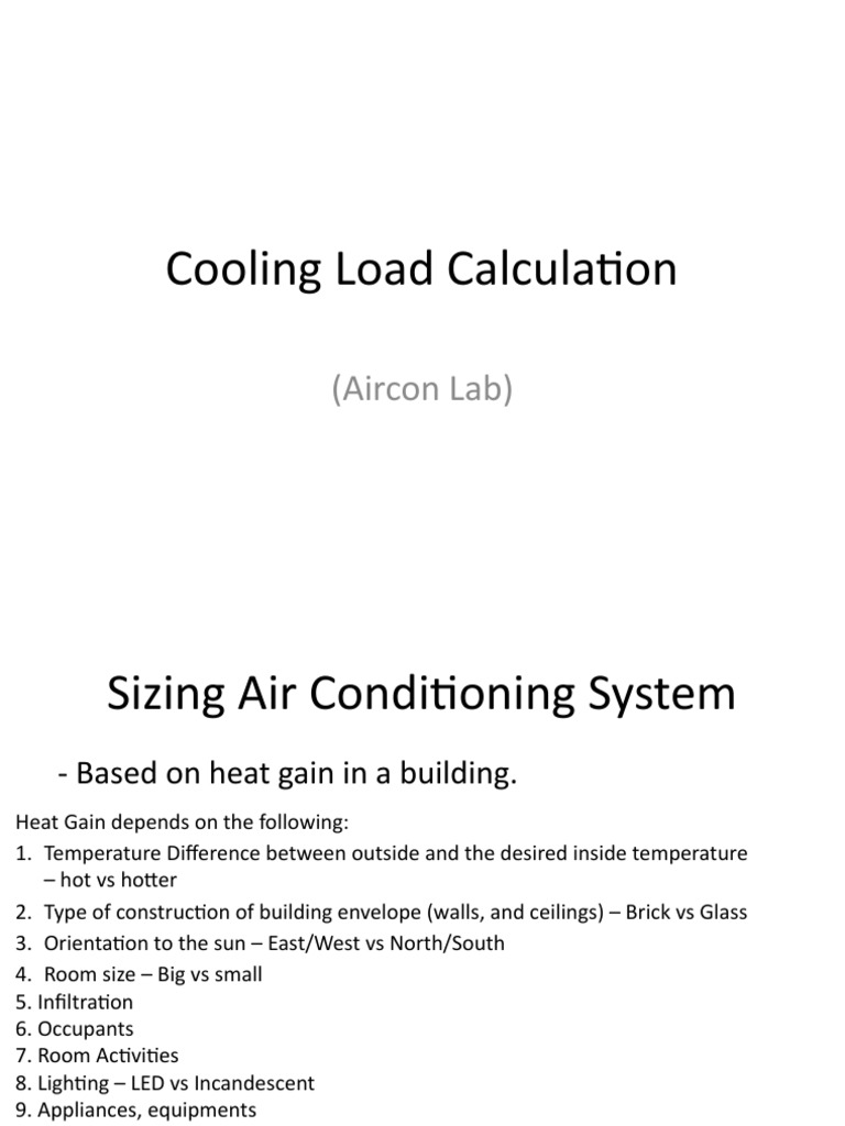 Residential Cooling Load Calculation PDF Building Engineering
