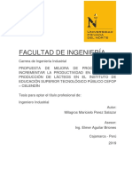 UPN. Tesis. 'Propuesta de Mejora de Procesos Para Incrementar La Productividad en El Area de Producción de Lácteos en El FEFOP-Celendín'