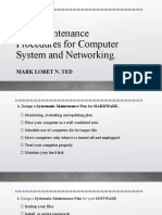 Plan Maintenance Procedures For Computer System and Networking