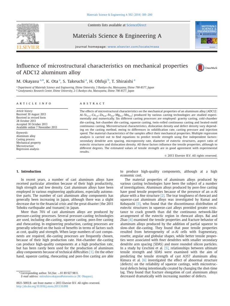 Influence of Microstructural Characteristics On Mechanical Properties ...