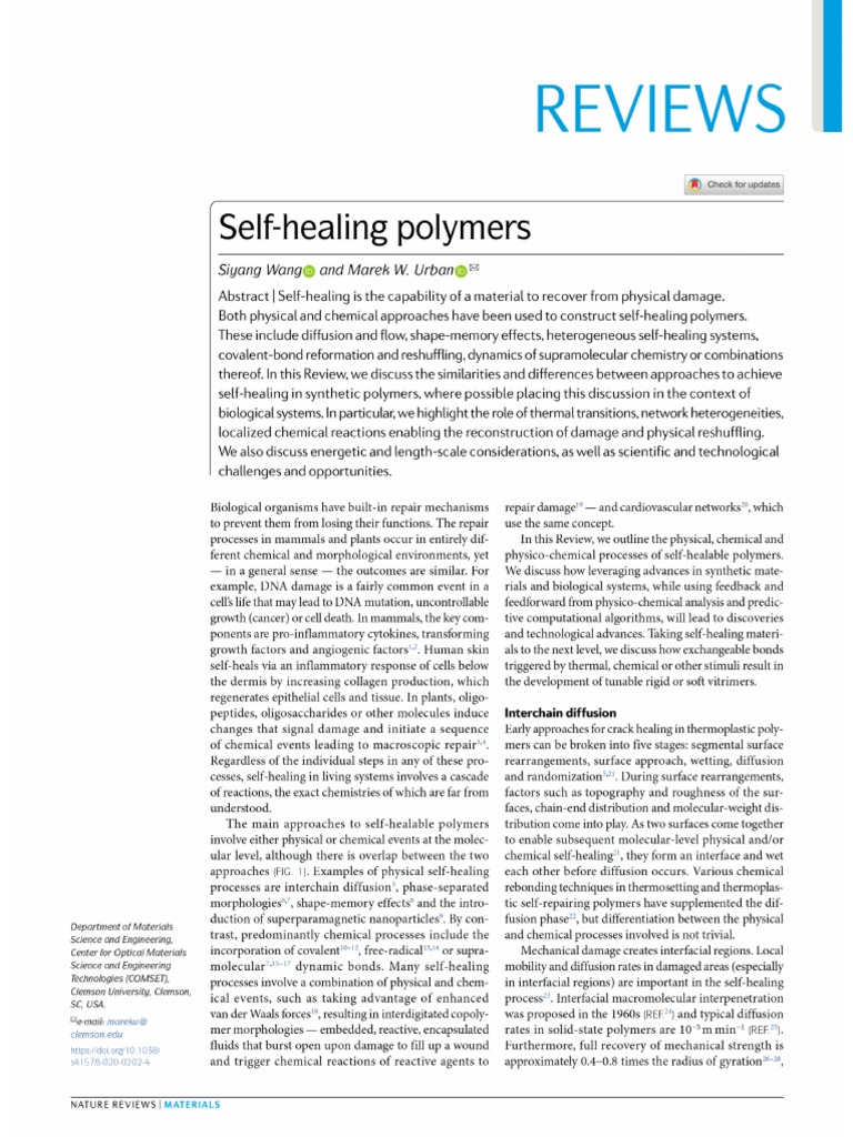Self-Healing Polymer | PDF