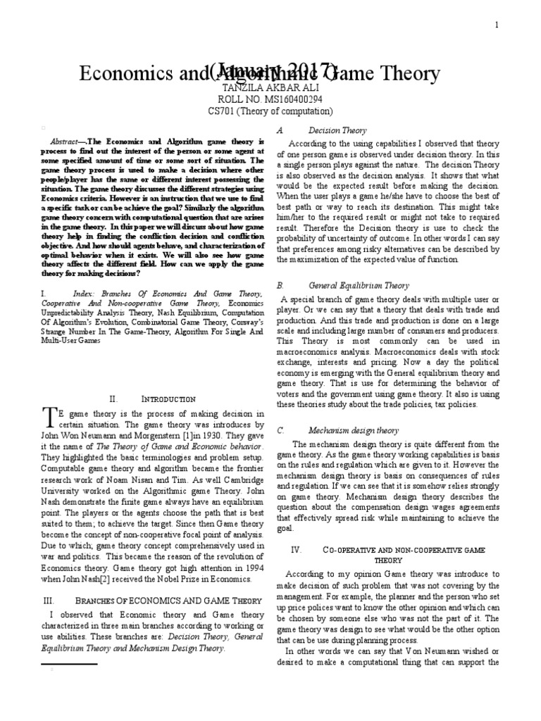 Economics and Algorithmic Game Theory (January 2017) | PDF | Game ...