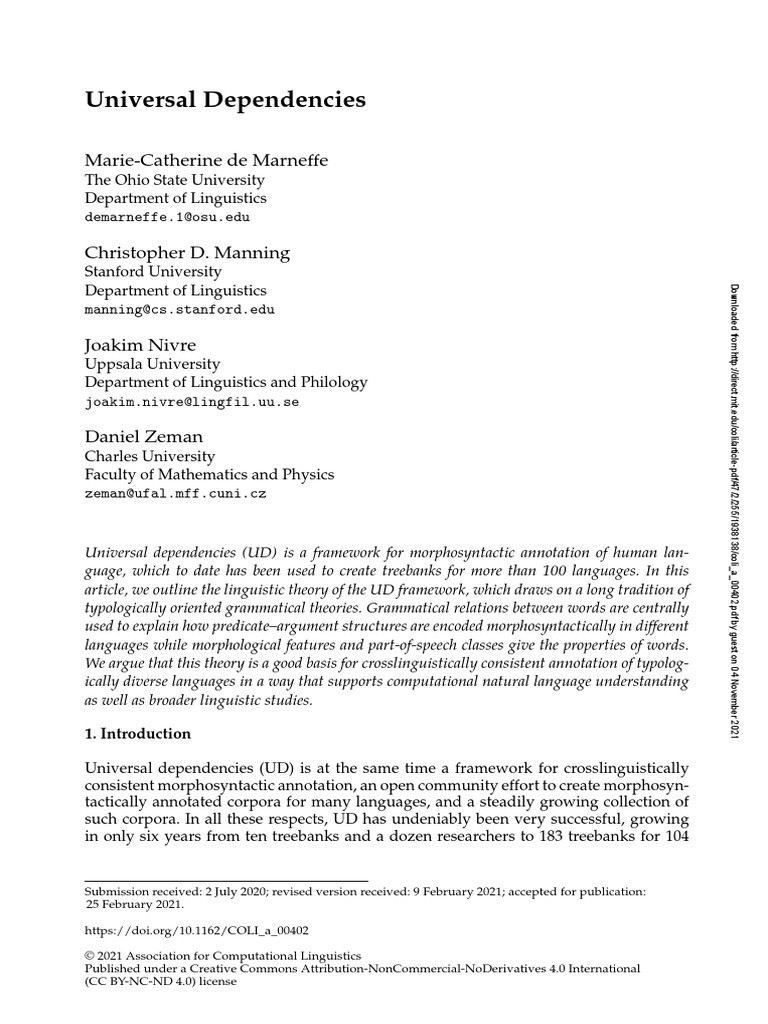 Universal Dependencies PDF Clause Part Of Speech