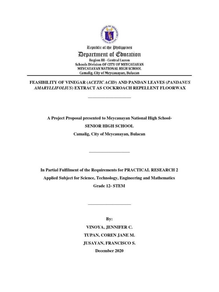 Amaryllifolius) Extract As Cockroach Repellent Floorwax PDF Pest