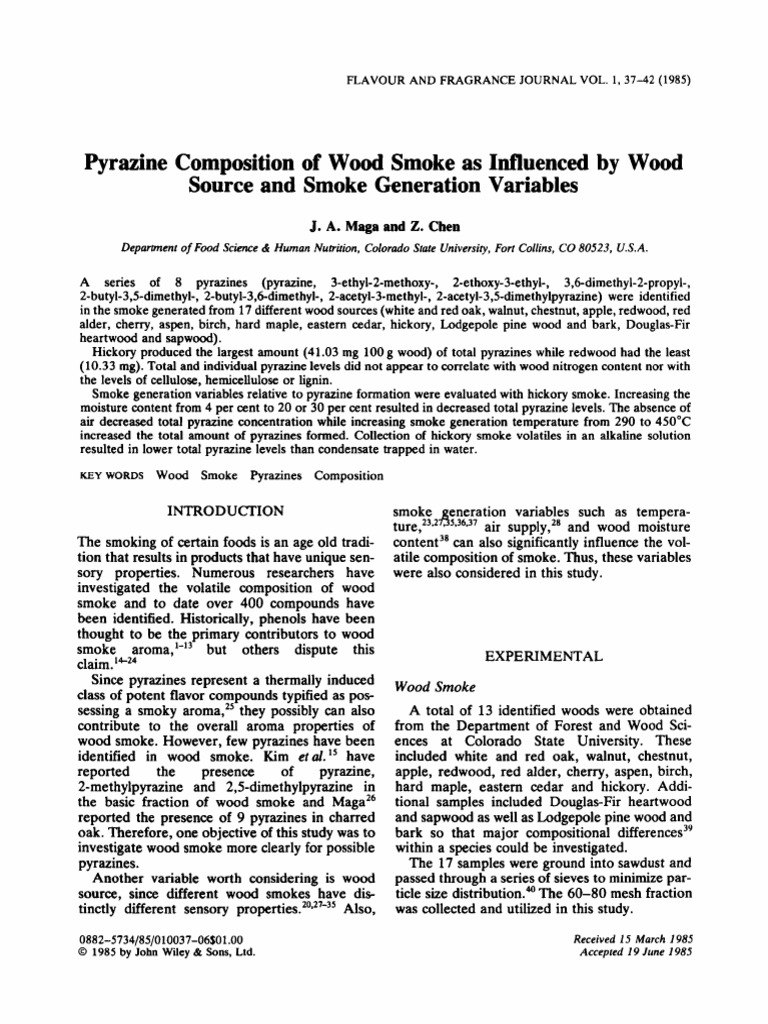 Pyrazine Composition and Generation in Smoke from Various Wood Sources