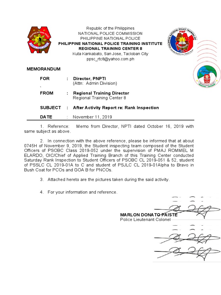 After Action Report: Rank Inspections | PDF | Military