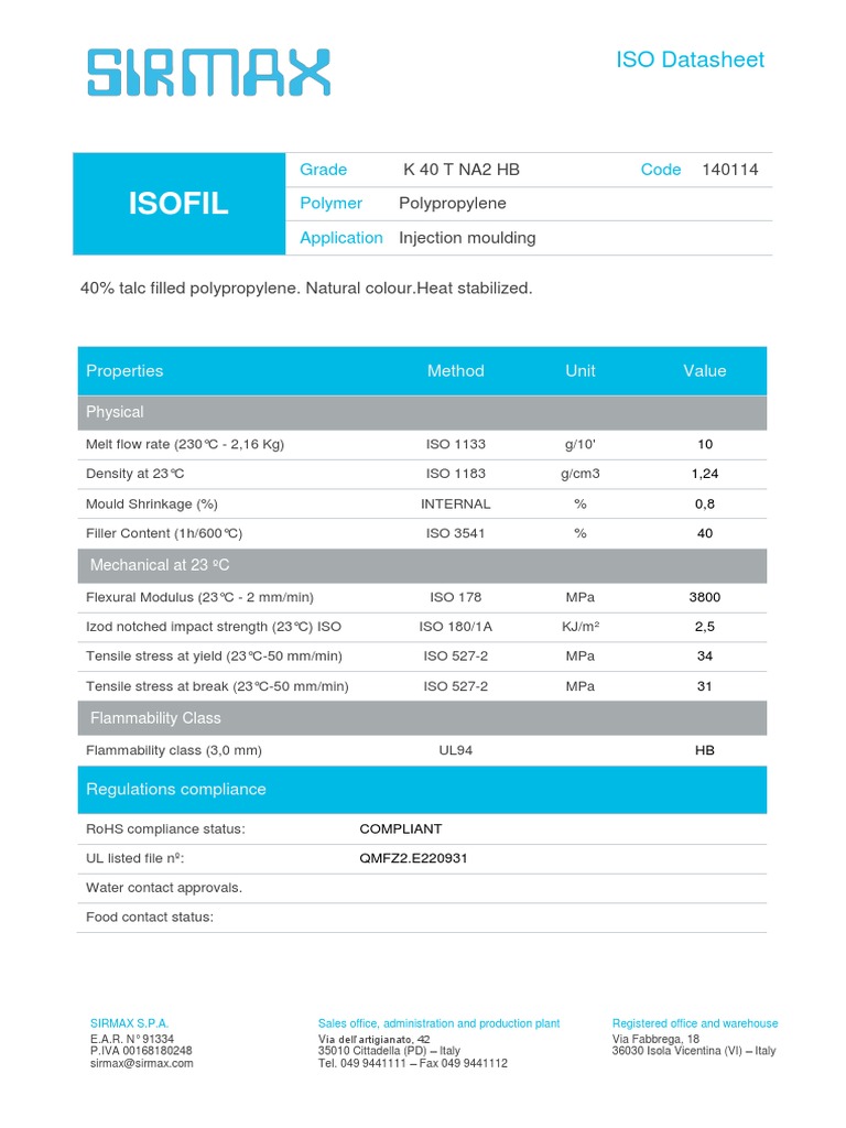 Isofil: ISO Datasheet | Download Free PDF | Chemistry | Building ...