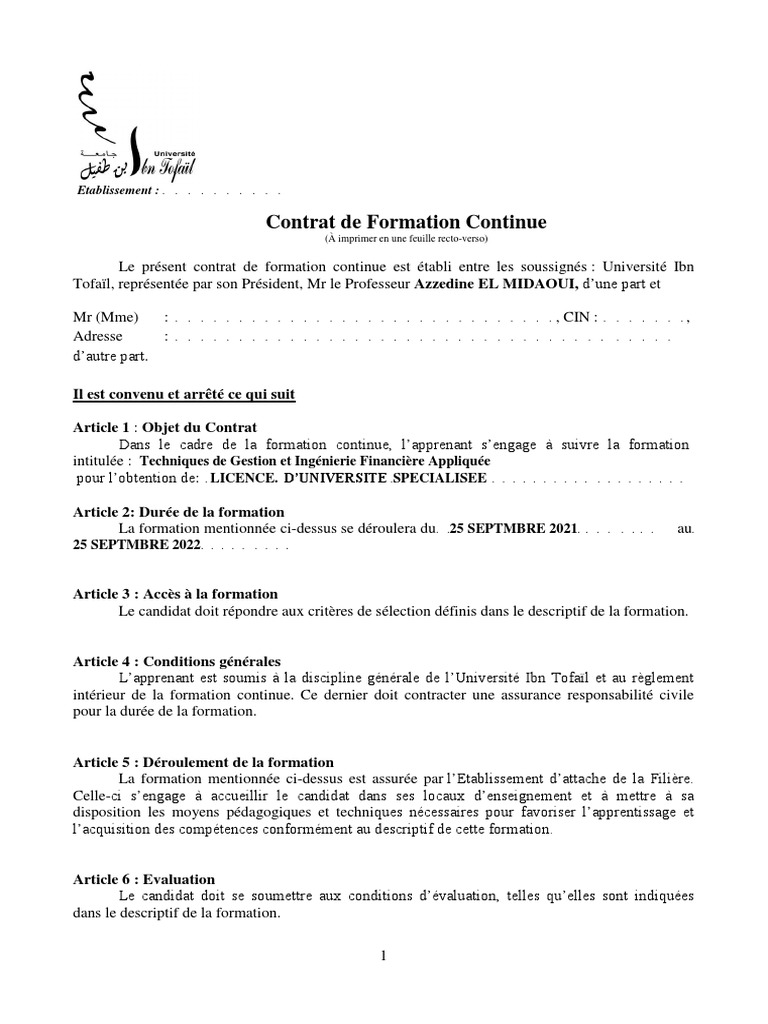 Contrat de From - Lus - Tgifa21 - 22 | PDF