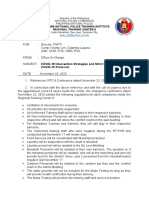 Memorandum: Philippine National Police Training Institute Regional Training Center 8