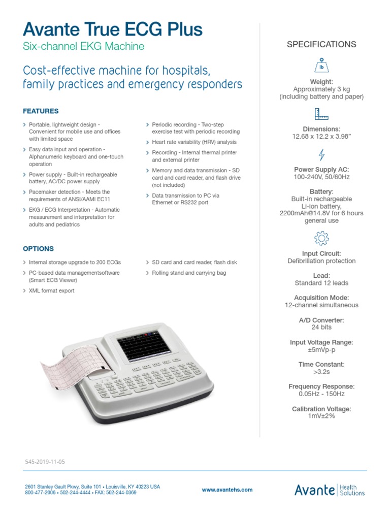 Avante True ECG Plus: Cost-Effective Machine For Hospitals, Family ...
