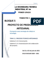 Bloque 5 Proyecto de Producción Artesanal: Escuela Secundaria Tecnica Industrial #116