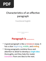 Characteristics of An Effective Paragraph