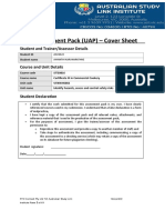 Unit Assessment Pack (UAP) - Cover Sheet: Student and Trainer/Assessor Details