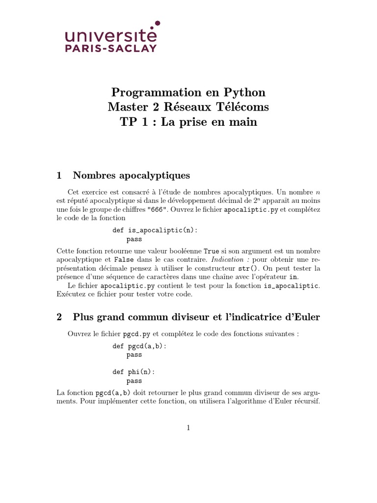 Exercices de Programmation Python | PDF | Mathématiques appliqués ...