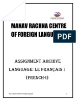 Manav Rachna Centre of Foreign Languages: Assignment Archive Language: Le Français I (French-I)