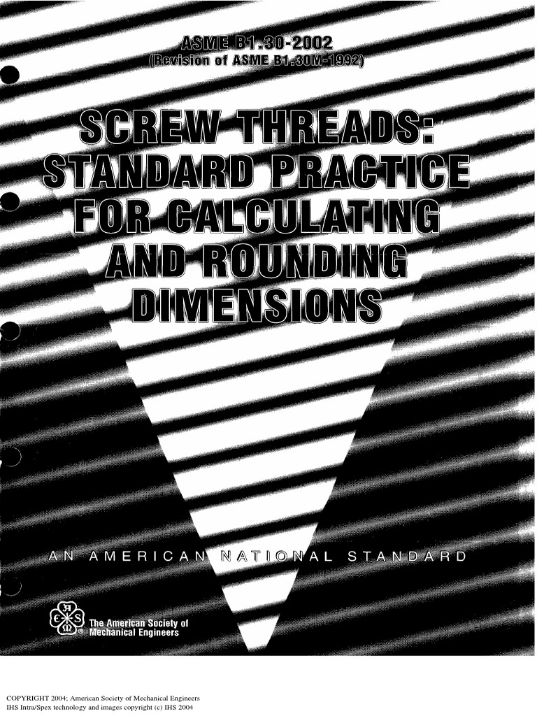 ASME B1.30 Screw Threads Calculations 2002 | PDF | Clubs And Societies ...