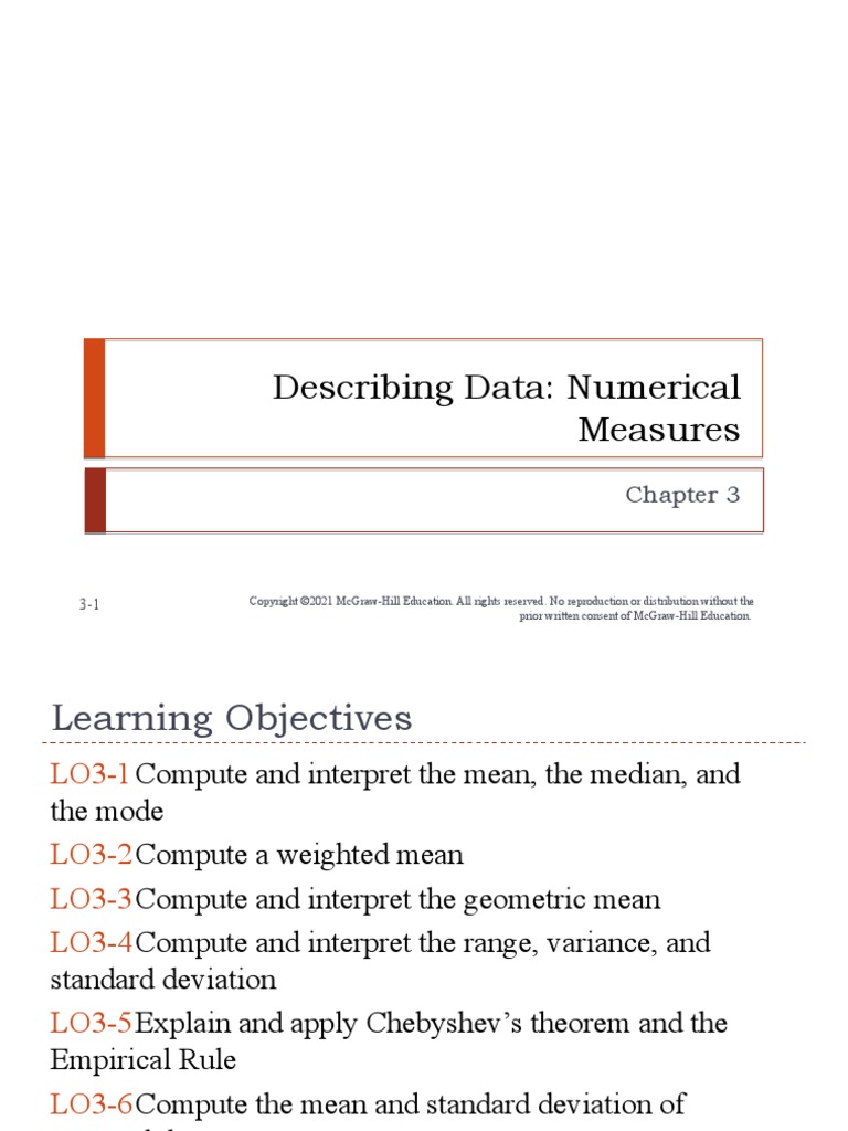 CHAPTER 3 Describing Data 2 | PDF | Mean | Standard Deviation