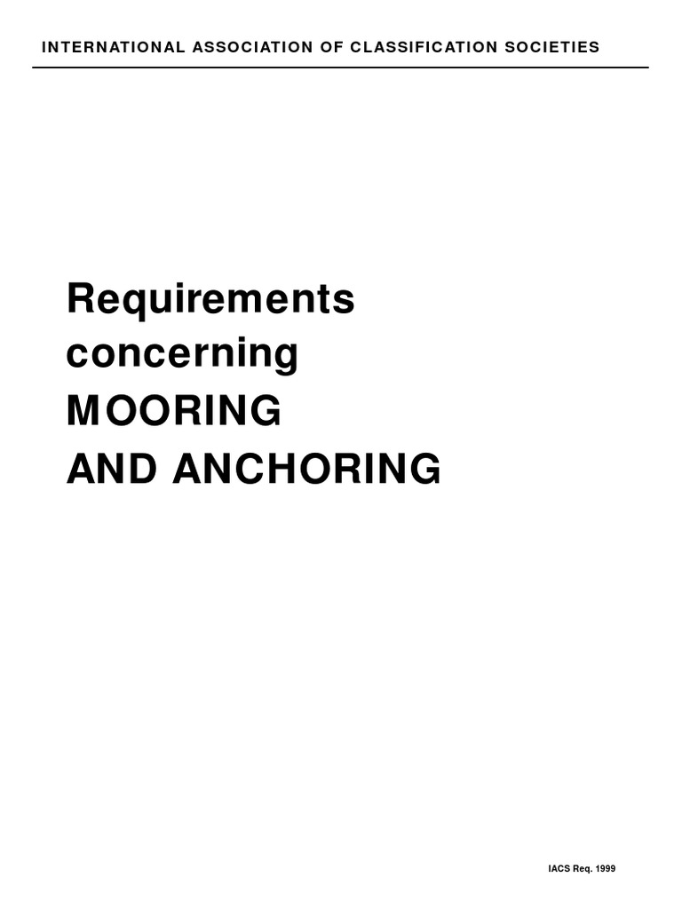 Requirements Concerning Mooring and Anchoring International