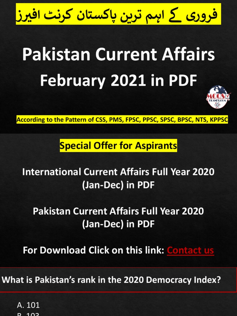 Pakistan Current Affairs February 2021 | PDF | Pakistan | Government Of ...