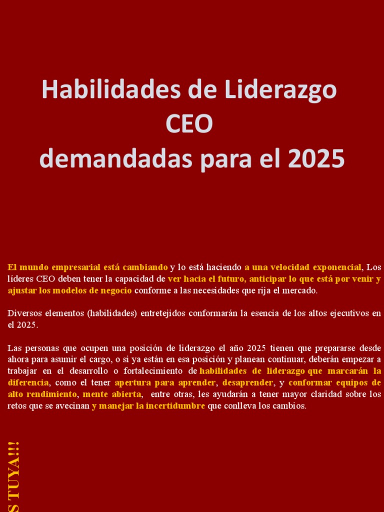23 marzoHABILIDADES LIDERAZGO CEO 2025 PDF Liderazgo Business