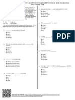 Straightforward Beginner and Elementary Level Grammar and Vocabulary Placement Test