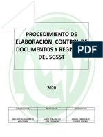 INS-SGSST-PR-15 PROCEDIMIENTO DE ELABORACION, CONTROL DE DOCUMENTOS Y REGISTROS  DE SGSST