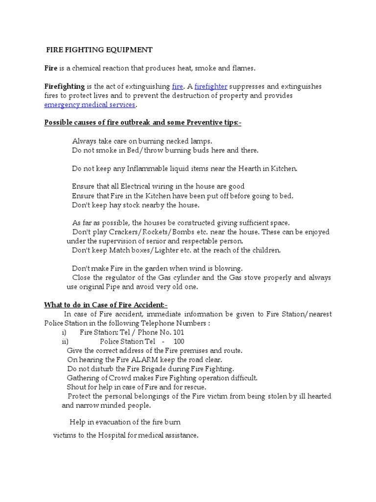 Fire Fighting Equipment PDF Firefighting Fires