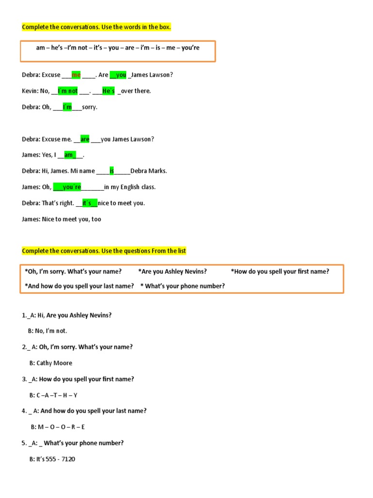 Complete The Conversations | PDF | Language Arts & Discipline | Home ...