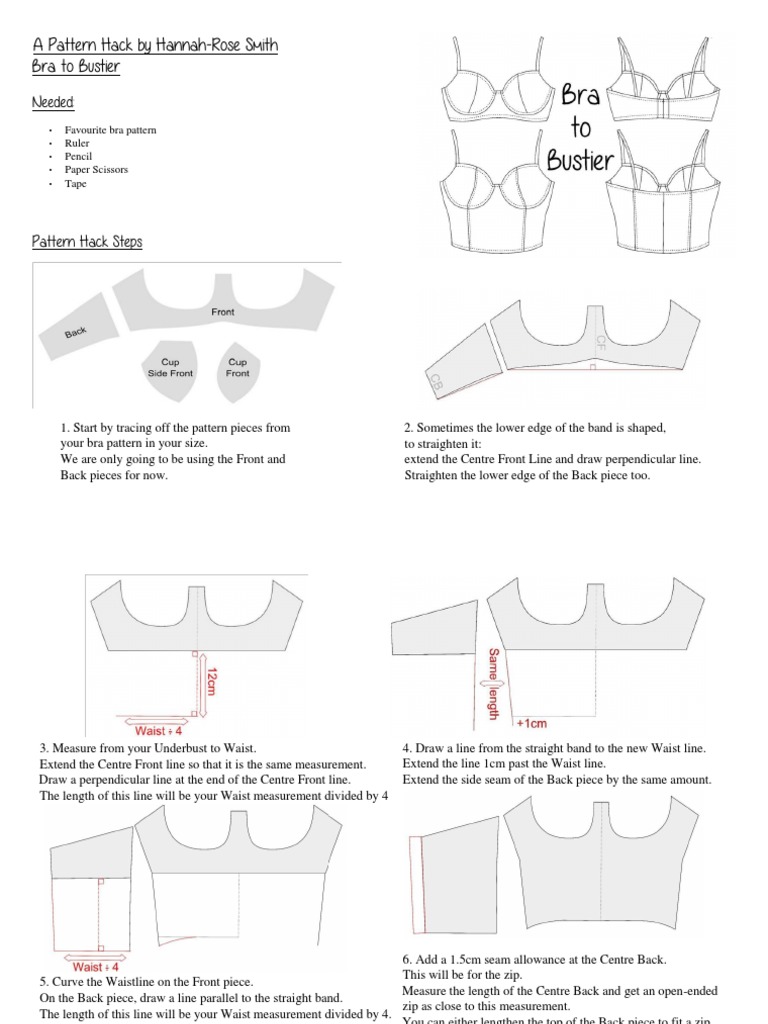 Bra To Bustier Pattern Hack Guide | PDF | Seam (Sewing) | Length