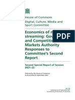 Economics of Music Streaming- Government and Competition and Markets Authority Responses to Committee’s Second Report