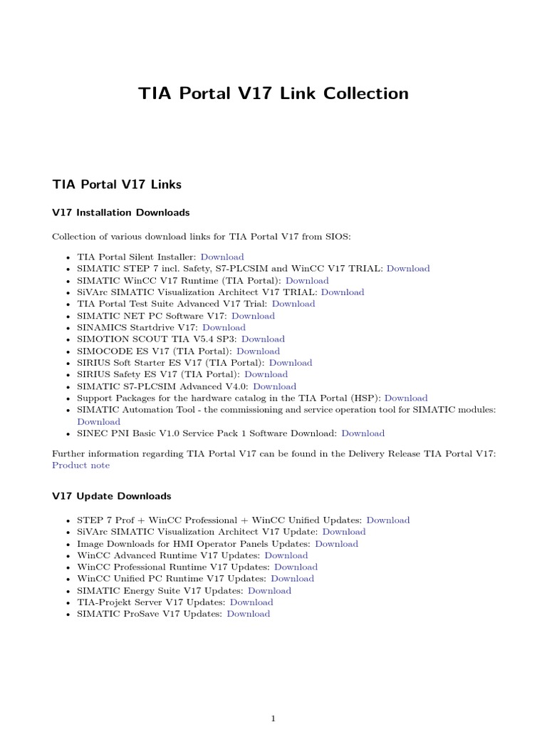 SIEMENS TIA Portal V17 Link Collection and Update1 | PDF | Computer  Architecture | System Software
